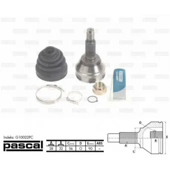 Embout de cardan avant (kit de réparation) PASCAL G10022PC pour CHEVROLET EPICA 2.0 - 144cv