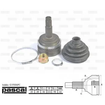 Embout de cardan avant (kit de réparation) PASCAL G1F006PC pour VOLKSWAGEN CRAFTER 2.4 TD 125 - 125cv