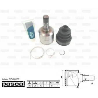 PASCAL G7V001PC - Jeu de joints, arbre de transmission avant gauche