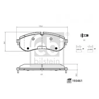 Jeu de 4 plaquettes de frein arrière FEBI BILSTEIN 193461 pour VOLKSWAGEN CRAFTER 2.0 TDI RWD - 109cv