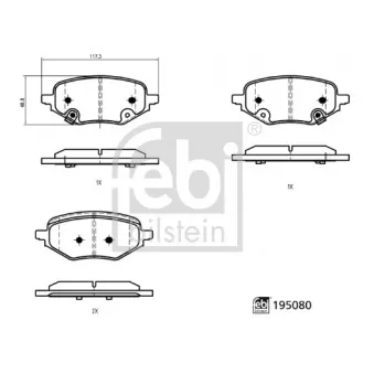 Jeu de 4 plaquettes de frein arrière FEBI BILSTEIN 195080