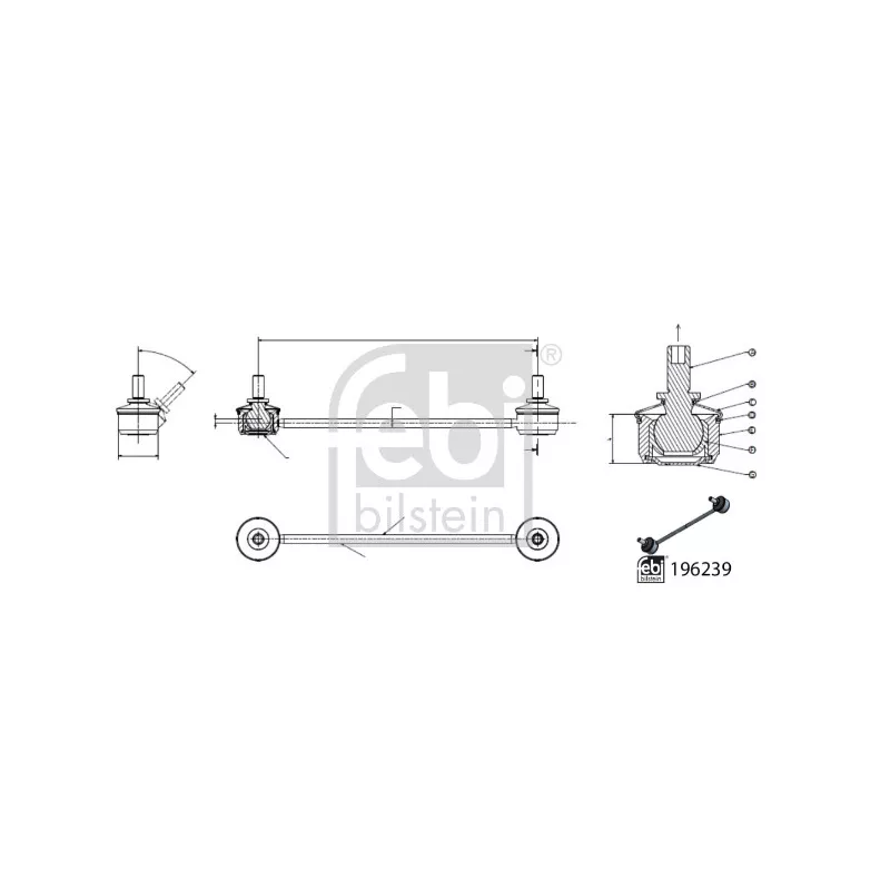 Entretoise/tige, stabilisateur arrière gauche FEBI BILSTEIN 196239 - Visuel 2