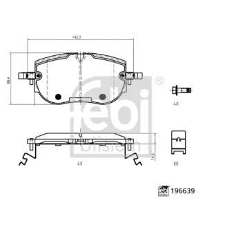 Jeu de 4 plaquettes de frein avant FEBI BILSTEIN OEM 1EA698151P