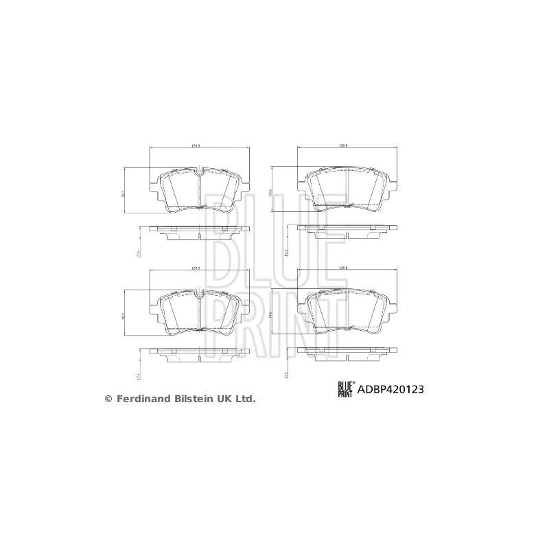 Jeu de 4 plaquettes de frein arrière BLUE PRINT ADBP420123 - Visuel 1