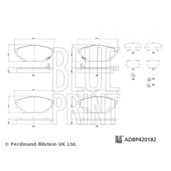 Jeu de 4 plaquettes de frein BLUE PRINT OEM ML261681