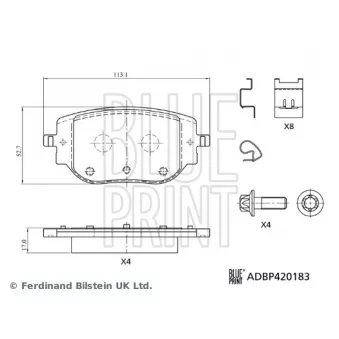 Jeu de 4 plaquettes de frein arrière BLUE PRINT ADBP420183