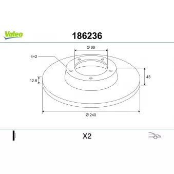 Jeu de 2 disques de frein avant VALEO OEM SDB090811SLP
