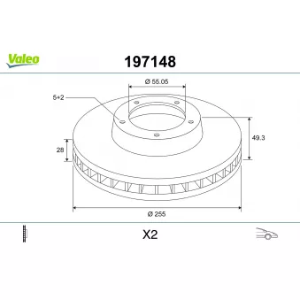 Jeu de 2 disques de frein avant VALEO OEM 4351205020