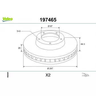 Jeu de 2 disques de frein avant VALEO OEM 581294A200