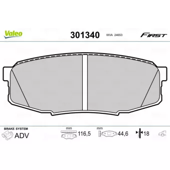 Jeu de 4 plaquettes de frein arrière VALEO OEM 0446660120