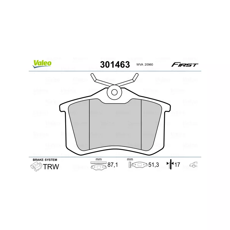 Jeu de 4 plaquettes de frein arrière VALEO 301463 - Visuel 2