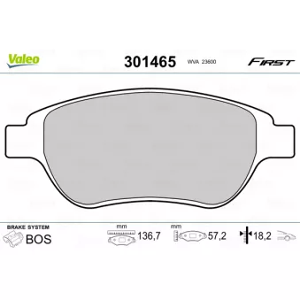 Jeu de 4 plaquettes de frein avant VALEO 301465