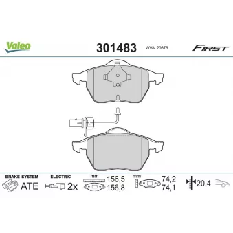 Jeu de 4 plaquettes de frein avant VALEO OEM 4B0698151AF