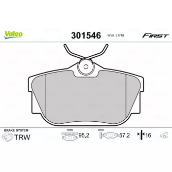Jeu de 4 plaquettes de frein arrière VALEO OEM 4406000Q2E