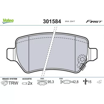 Jeu de 4 plaquettes de frein arrière VALEO OEM 58302A2A30