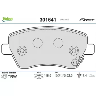 Jeu de 4 plaquettes de frein avant VALEO 301641
