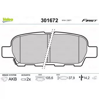 Jeu de 4 plaquettes de frein arrière VALEO OEM D4060JA00J