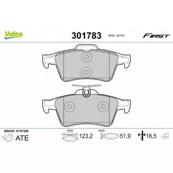 Jeu de 4 plaquettes de frein arrière VALEO OEM BPYK2648ZA