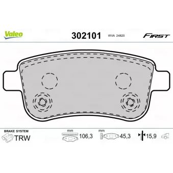 Jeu de 4 plaquettes de frein arrière VALEO OEM 440603558R