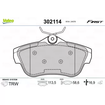 Jeu de 4 plaquettes de frein arrière VALEO OEM 71770052