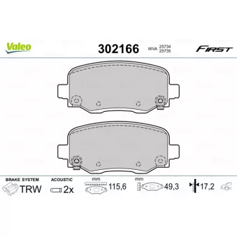 Jeu de 4 plaquettes de frein arrière VALEO OEM 68273101AA