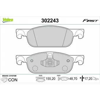 Jeu de 4 plaquettes de frein avant VALEO OEM 8660005291