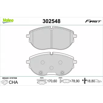 Jeu de 4 plaquettes de frein avant VALEO OEM 7LA698151A