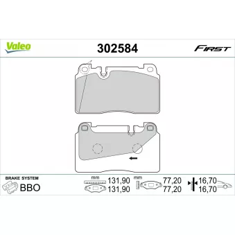Jeu de 4 plaquettes de frein avant VALEO OEM 8r0698151g