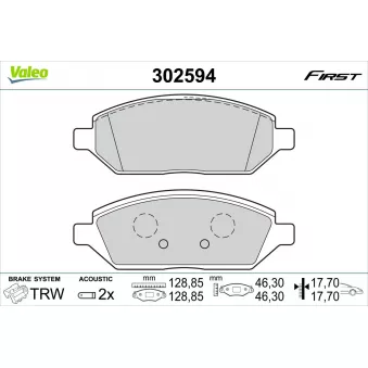 Jeu de 4 plaquettes de frein avant VALEO OEM 42439338