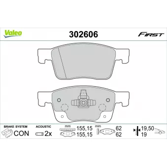 Jeu de 4 plaquettes de frein avant VALEO OEM 95526567