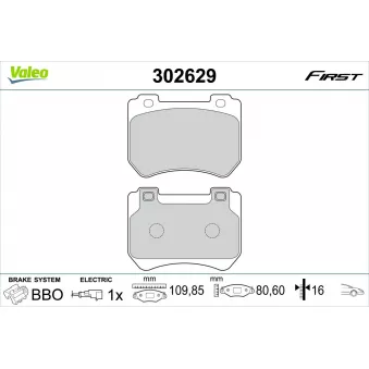 Jeu de 4 plaquettes de frein avant VALEO OEM 77365202