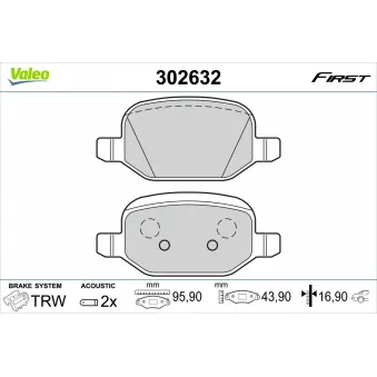 Jeu de 4 plaquettes de frein arrière VALEO OEM 77366993