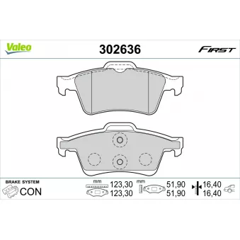 Jeu de 4 plaquettes de frein arrière VALEO 302636