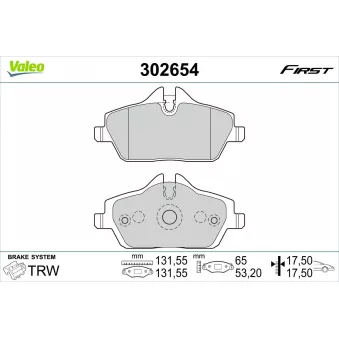 Jeu de 4 plaquettes de frein avant VALEO OEM 34112289145