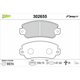 Jeu de 4 plaquettes de frein avant VALEO OEM 792113