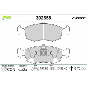 Jeu de 4 plaquettes de frein avant VALEO OEM 68102483AA