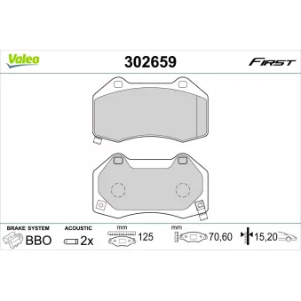 Jeu de 4 plaquettes de frein avant VALEO OEM 95515503