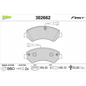 Jeu de 4 plaquettes de frein avant VALEO OEM 77367093