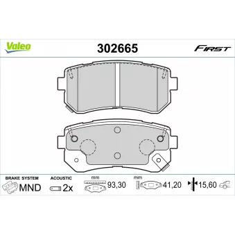 Jeu de 4 plaquettes de frein arrière VALEO OEM 58302D7A00