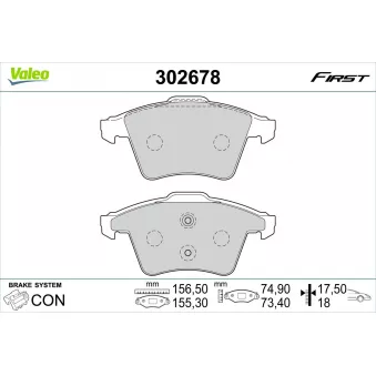 Jeu de 4 plaquettes de frein avant VALEO OEM 7H0698151C