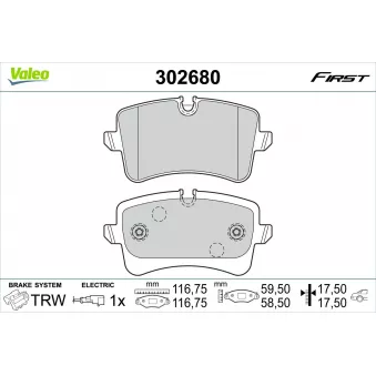 Jeu de 4 plaquettes de frein arrière VALEO OEM 9A769845100