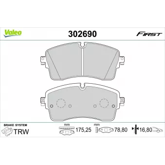 Jeu de 4 plaquettes de frein avant VALEO OEM LR162045