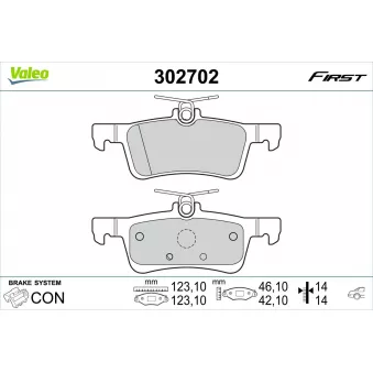 Jeu de 4 plaquettes de frein arrière VALEO OEM KTK1BC2M007AB