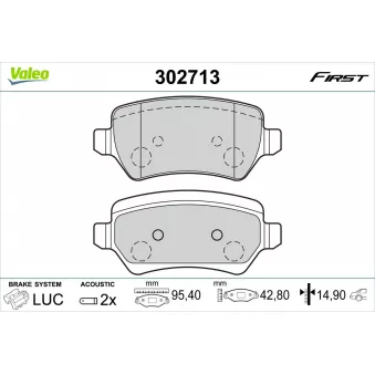 Jeu de 4 plaquettes de frein arrière VALEO OEM 58302A2A30