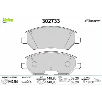 Jeu de 4 plaquettes de frein avant VALEO OEM 58101G4A10