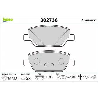 Jeu de 4 plaquettes de frein arrière VALEO OEM 77367717