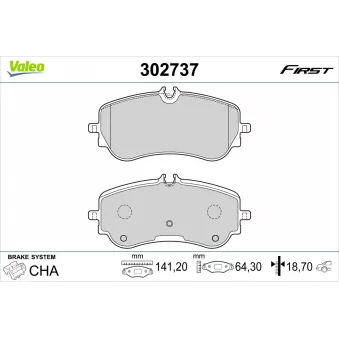 Jeu de 4 plaquettes de frein arrière VALEO OEM 2N0698451