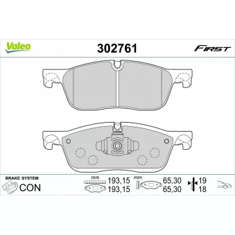 Jeu de 4 plaquettes de frein avant VALEO OEM T2H53853