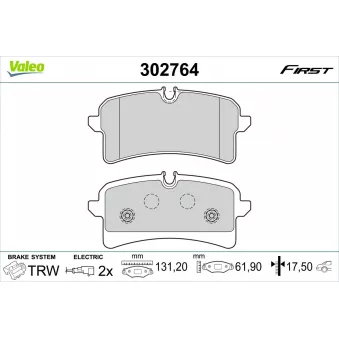 Jeu de 4 plaquettes de frein arrière VALEO OEM 4H0698451F