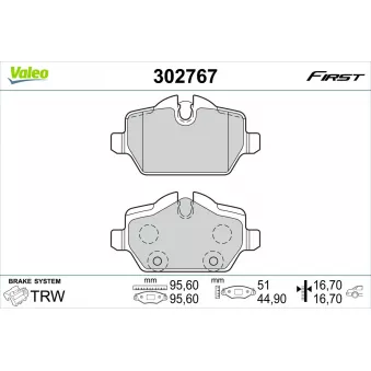 Jeu de 4 plaquettes de frein arrière VALEO OEM 34212444446